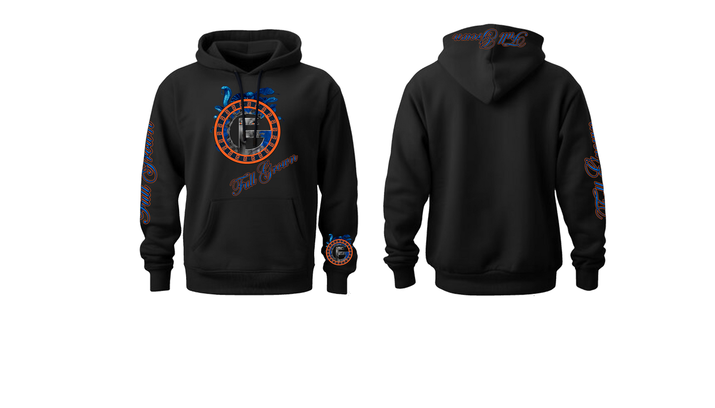 Black Hoodie Orange and Blue Medusa