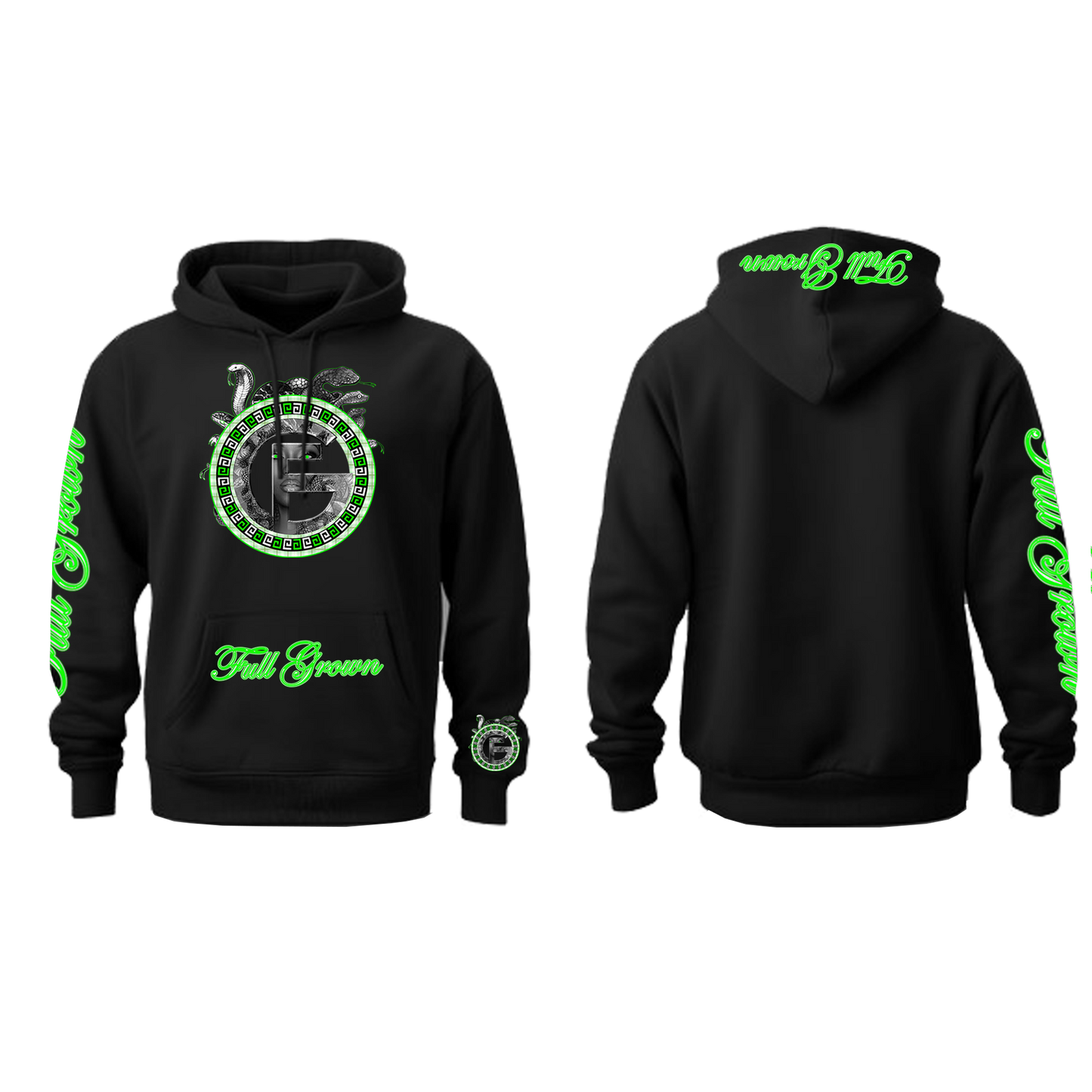 Black Hoodie Lime Green Medusa