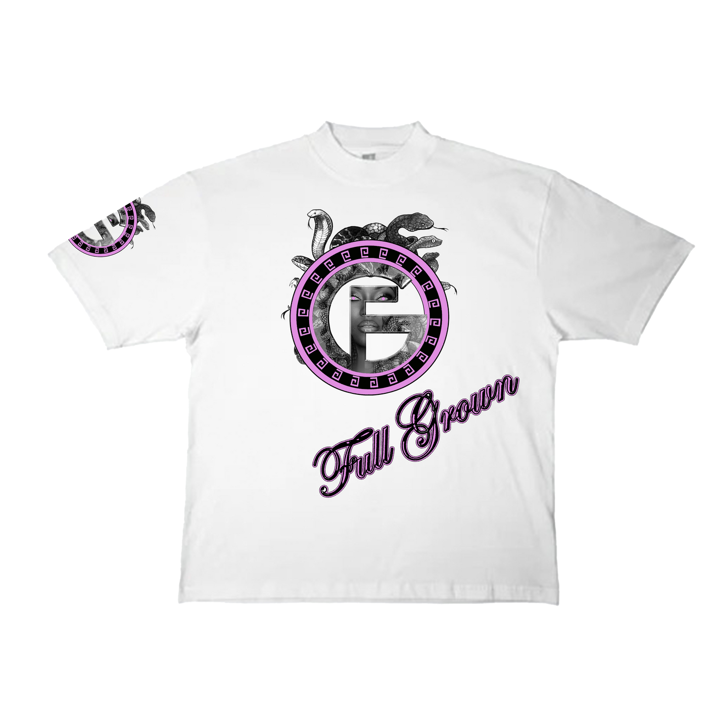 Short Sleeve T-Shirt Full Grown Medusa Pink Logo